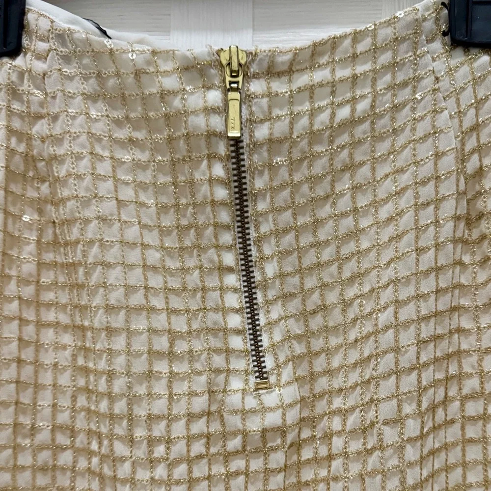 PrettyLittleThing Gold Sequin Sheer High Split Maxi Skirt Size 4